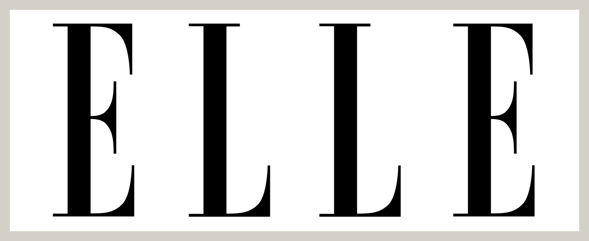 Black text "elle" in a bold, serif font on a light gray background.